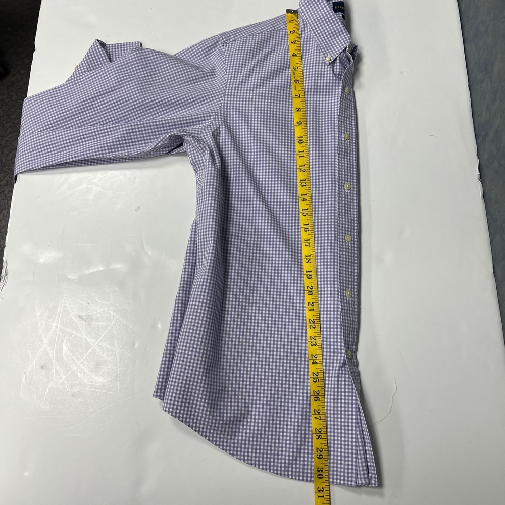 Ralph Lauren Custom Fit Purple Gingham Check Button Down Shirt Mens Size L - Picture 8 of 9